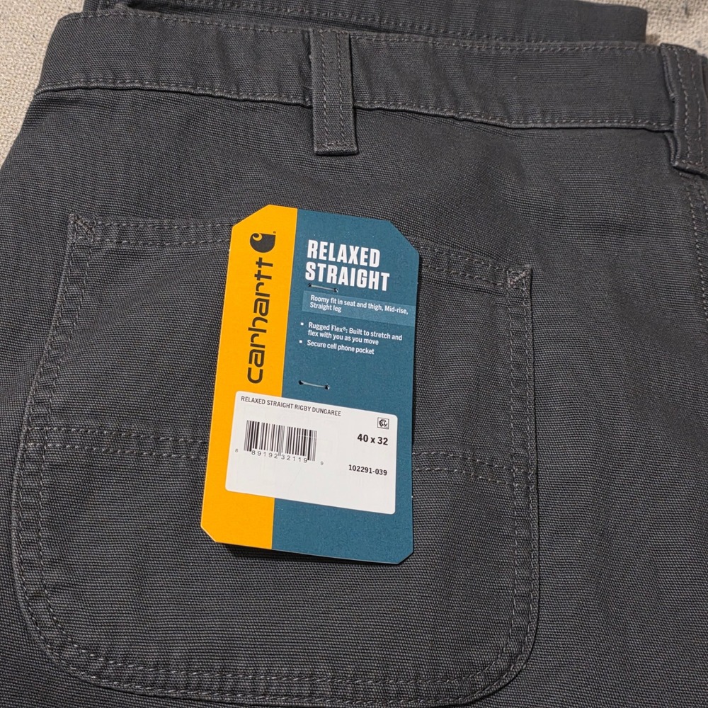 Carhartt Mens Relaxed Straight Rigby Dungaree Shadow Grey 40x32 102291-039 NWT